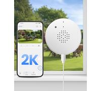 AKINGUAR 2K Telecamera da Finestra, 3MP Telecamera Wi-Fi Interno, Videocamera di Sorveglianza, Visione Notturna A Colori, Rilevamento di Persone/Veicoli e Movimento, Installazione Facile e Rapida