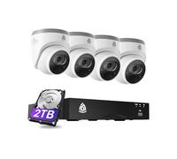 Akinguar 4K PoE Kit Videosorveglianza Esterno, 8CH NVR con 2TB HDD + 4x 8MP IP Telecamere, Rilevamento di Uomo/Veicolo, Audio Bidirezionale, Visione Notturna IR 30m, Registrazione 24/7, IP66