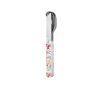 Akinod Posate dritte eleganti gourmet con inserto magnetico (coltello, forchetta e cucchiaio) - magnetic straight cutlery 12H34 mod. MIRROR Fleurs Pastel