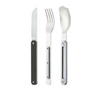 Akinod Posate dritte eleganti gourmet con inserto magnetico (coltello, forchetta e cucchiaio) - magnetic straight cutlery 12H34 mod. MIRROR Carbone