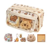 AKINSTER Astuccio per penne Capybara, set di astucci multistrato Capybara di grande capacità, design 2-in-1 rimovibile, astuccio per penne per ragazze e ragazzi, per scuola e ufficio, colore, Ca. 22 x