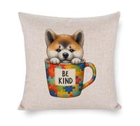 Akita, federa per cuscino in cotone e lino, con scritta "Be Kind Autism Awareness", per camera da letto, soggiorno, ufficio, casa, regalo di inaugurazione della casa, 50,8 x 50,8 cm