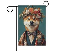 Akita in Suit Poster_ Ritratto Akita_ Pittura ad olio Akita_ Poster del corpo umano testa di animale _ Poster divertente per cani _ Arte da parete per animali domestici _ Stampa Akita 1_2 Bandiera