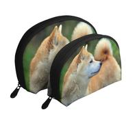 Akita Inu Bokeh Animali Cani Akita Inu, Borsa per trucco a conchiglia Portamonete da donna Borsa da toilette piccola Borsa per cosmetici 2 pezzi