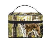 Akita Inu nella foresta Animali domestici Cani HDR Estate Akita, Borsa per il trucco Borsa per cosmetici Borsa da viaggio portatile da viaggio Astuccio per matite