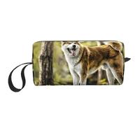 Akita Inu nella foresta Animali domestici Cani HDR Estate Akita, Borsa per il trucco Borsa per cosmetici Borsa da toilette da viaggio portatile Borsa per trucco Organizer