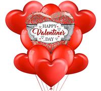 Akita Kit Romantico bouquet Cuore XXL 1 Cuore Gigante 5 Palloncini Forma di Cuore Rossi 5 tondi rossi per Decorazione Romantica San Valentino Anniversario Matrimonio e Fidanzamento (Valentine's Day)