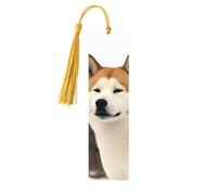 Akita Segnalibri in legno fatti a mano stampati su entrambi i lati, con nappe dorate, accessori per libri, regalo per amanti dei libri, donne e uomini