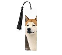 Akita Segnalibri in legno fatti a mano stampati su entrambi i lati, con nappe nere, accessori per libri, regalo per amanti dei libri, donne e uomini