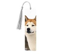 Akita Segnalibri in legno fatti a mano stampati su entrambi i lati, segnalibro con nappe grigie, accessori per libri, regalo per amanti dei libri, donne e uomini