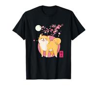 Akita Shiba Inu Dog of Japan Cherry Blossom Moon Kanji Maglietta