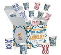 AKITAInk 1000 Bicchierini Caffè Carta 75ml - Design Maiolika, Maiolica Costiera Amalfitana, Vietri, Amalfi, Sorrento