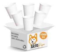AKITAInk 1000 pz Bicchieri Monouso in Carta bianchi da 200 ml Bicchiere