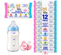 Akitaink 12 Confezioni Salviette Pulisci Succhietto 288 Pz