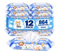 Akitaink 12 Confezioni Salviettine Baby 72 Pz Talco