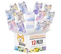 AKITAInk 12 Deumidificatori da Appendere 500 ml, Sacchetti Assorbiumidità con Gancio, Profumazioni Assortite, Perfetti per Armadi, Eliminano Umidità e Odori