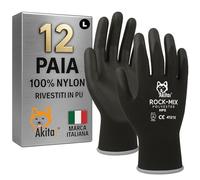 AKITAInk 12 Paia Guanti da Lavoro protettivi in fibra di nylon con rivestimento in poliuretano Resistenza all'Abrasione e Multiuso (L / 9)