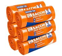 Akitaink 120 Sacchi Nettezza 50x60 cm con Legacci, Sacchetti Spazzatura Arancioni Antiforo per Uso Domestico e Professionale