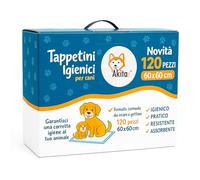 Akitaink - 120 Traverse per Animali Super Assorbenti - Dimensioni 60x60 cm - Tappetini Igienici per Cani e Gatti Multiuso (120 pz 60X60 cm)