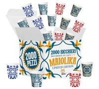 AKITAInk 2000 Bicchierini da Caffè 75 ml in Cartoncino, Bicchieri Monouso Fantasia Maiolica per Espresso e Bevande Calde, Ideali per Casa, Ufficio, Bar ed Eventi
