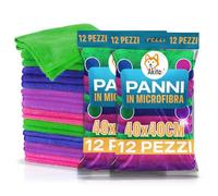 AKITAInk 24 PZ Panno in microfibra, Panni in microfibra per la Pulizia 40 x 40 cm Multicolore, Riutilizzabile, Lavabile per Casa, Cucina, Auto, Vetri, Strofinacci senza Pelucchi e senza Strisce