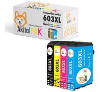 AkitaINK 4 Cartucce d'inchiostro 603 XL 603XL Multipack compatibili con Epson Expression Home XP-2100 XP-2105 XP-3100 XP-4100 Workforce WF-2810 WF-2830 WF-2850 (1 nero, 1 ciano, 1 magenta, 1 giallo)