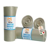 Akitaink 40 Sacchi Spazzatura Grandi 90x120 Trasparenti Ambra Super Resistenti Condominiali 120 Litri - Rotoli da 10 Pezzi, Made in Italy