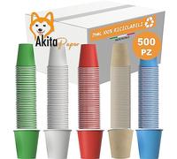AKITAInk 500 Bicchierini monouso caffè in carta da 75ml, Bicchieri Caffe Biodegradabili da 75 ml, Ecologici di Carta Resistente a Bevande Fino ai 85°/90° - Monouso Ecologici Bio, Made in Italy (500)