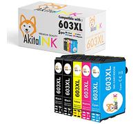 AkitaINK 603XL Multipack 5 Cartucce Compatibili per Epson 603 XL per Expression Home XP-2100 XP-2105 XP-3100 XP-4100 Workforce WF-2810 WF-2830 WF-2850 (2 nero, 1 ciano, 1 magenta, 1 giallo)