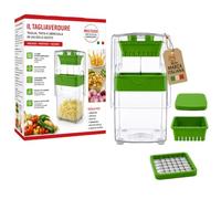 Akitaink Affettatrice Multiuso Tagliaverdure Manuale, Affetta Verdure, Frutta e Ortaggi, Lame in Acciaio Inox, Contenitore con Base Antiscivolo