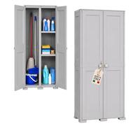 AKITAInk Armadio Multiuso in Plastica Simplex e Omnimodus, Portascope o Basso, con 1 o 2 Ripiani, Grigio e Panna (Armadio Portascope Simplex con 1 Ripiano Grigio)