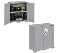 AKITAInk Armadio Simplex Basso Multiuso in Plastica, 1 Ripiano, Grigio