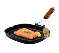 AKITAInk Bistecchiera in Alluminio Pressofuso Antiaderente Quadrata e Rettangolare, Ideale per Carne, Verdure e Grigliate, Compatibile con Induzione, 24x24 cm