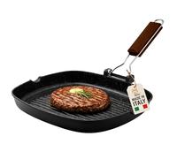 AKITAInk Bistecchiera in Alluminio Pressofuso - Piastra Grill Antiaderente Quadrata e Rettangolare, Ideale per Carne, Verdure e Grigliate, Vari Formati Disponibili (28x28 cm)
