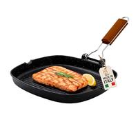 AKITAInk Bistecchiera in Alluminio Pressofuso - Piastra Grill Antiaderente Quadrata e Rettangolare, Ideale per Carne, Verdure e Grigliate, Vari Formati Disponibili (24x24 cm)