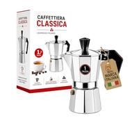 AKITAInk Caffettiera Moka con Valvola di Sicurezza, Macchina per Caffè Tradizionale, 1 Tazza, Pratica e Resistente