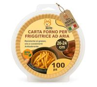 AkitaInk Carta Forno Antiaderente Rotonda per Friggitrice ad Aria - Monouso, BPA Free, Compatibile con Air Fryer, Forno, Padelle e Microonde 5-8 Litri (20-24 cm 100 PZ)