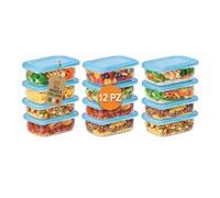 AKITAInk Contenitori per Alimenti in Plastica con Coperchio - Set 12 Pezzi (3×4) - Vari Formati e Capacità - Conservazione Cibi per Frigo e Asporto (Ovale 500 ml)