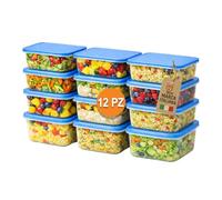 AKITAInk Contenitori per Alimenti in Plastica con Coperchio - Set 12 Pezzi (3×4) - Vari Formati e Capacità - Conservazione Cibi per Frigo e Asporto (Rettangolare 650 ml)