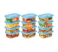 AKITAInk Contenitori per Alimenti in Plastica con Coperchio - Set 12 Pezzi (3×4) - Vari Formati e Capacità - Conservazione Cibi per Frigo e Asporto (Ovale 750 ml)