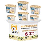 AkitaInk Deumidificatori Profumati per Ambienti - Set da 6 Pezzi Assorbiumidità per Casa, Bagno e Armadi, Azione Antiumidità e Deodorante - Disponibili in Diverse Fragranze (Vaniglia)