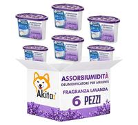 AkitaInk Deumidificatori Profumati per Ambienti - Set da 6 Pezzi Assorbiumidità per Casa, Bagno e Armadi, Azione Antiumidità e Deodorante - Disponibili in Diverse Fragranze (Lavanda)