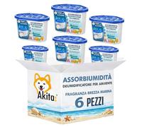 AkitaInk Deumidificatori Profumati per Ambienti - Set da 6 Pezzi Assorbiumidità per Casa, Bagno e Armadi, Azione Antiumidità e Deodorante - Disponibili in Diverse Fragranze (Brezza Marina)