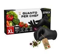AKITAInk Food Touch Chef Guanti Monouso Nitrile Nero, 100 Pezzi, XL