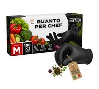 AKITAInk Food Touch Chef Guanti Monouso Nitrile Nero, Taglia M