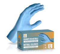 AKITAInk Guanti in Nitrile Blu senza polvere, senza lattice - Ipoallergenici, Resistenti, Ideali per Ambiti Medici e Alimentari per Estetisti, Tatuatori, Ambiti Medici, guanti per alimenti (100, L)