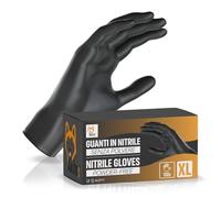 AKITAInk Guanti in Nitrile Neri senza polvere, senza lattice - Ipoallergenici, Resistenti, Ideali per Ambiti Medici e Alimentari per Estetisti, Tatuatori, Ambiti Medici, guanti per alimenti (100, XL)