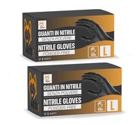 AKITAInk Guanti in Nitrile Neri senza polvere, senza lattice - Ipoallergenici, Resistenti, Ideali per Ambiti Medici e Alimentari per Estetisti, Tatuatori, Ambiti Medici, guanti per alimenti (200, L)