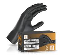 AKITAInk Guanti in Nitrile Neri senza polvere, senza lattice - Ipoallergenici, Resistenti, Ideali per Ambiti Medici e Alimentari per Estetisti, Tatuatori, Ambiti Medici, guanti per alimenti (100, M)