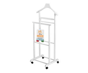 AKITAInk Indossatore Appendiabiti Da Camera, Ambrogio - Servo Muto in Legno di Faggio Made in Italy: Eleganza e Funzionalità per la Tua Camera (BIANCO)